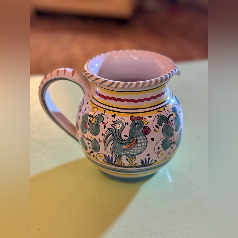 Vintage DERUTA Italian Pottery Rooster Pitcher Ceramic Made in Italy